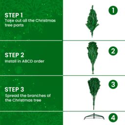Alivio 6FT Natural Looking Artificial Christmas Tree Built-In LED Lights with Stand for Home Office Decoration in Green - thumbnail 7