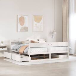 Berkfield Home Full Bed Frame without Mattress White 180x200 cm Super King Solid - thumbnail 2