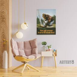 "Artery8 Smokey Bear Advert Forest Fire Prevention Canvas Wall Art Print - Size: W18"" x H24""" - thumbnail 3