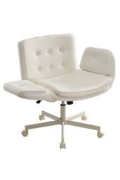 Living and Home Ergonomic Office Chair with Adjustable Armrests, Wheels & Wide Seat in Beige - thumbnail 3