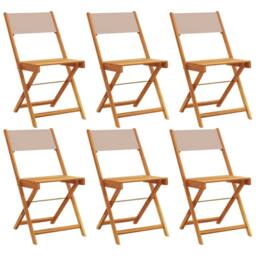 Berkfield Home Folding Garden Chairs 6 pcs Taupe Fabric & Solid Wood