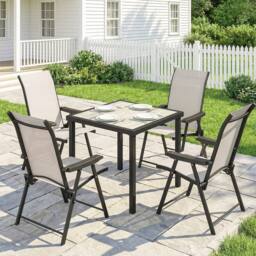OUTSUNNY 5 Pieces Outdoor Dining Set, Garden Dining Set for 4 in Beige - Size: 80 cm x 80 cm