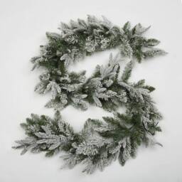 Shatchi Christmas 2M Artificial Garland Lapland for Home Wall Door Stair Snow Flock in Green