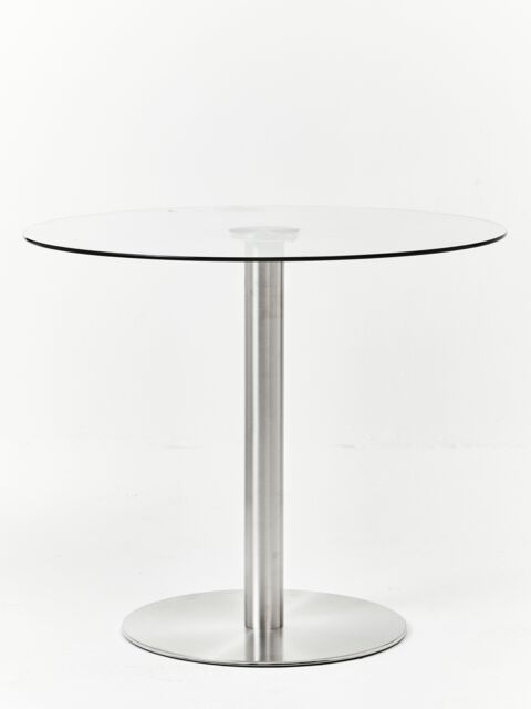 Orsina Minimalist Design Round Silver Finish Dining Table, Metropolitan Small Dining Table, Sturdy Kitchen Table - image 1