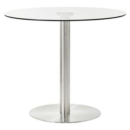 Orsina Minimalist Design Round Silver Finish Dining Table, Metropolitan Small Dining Table, Sturdy Kitchen Table - thumbnail 6