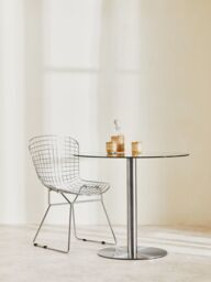 Orsina Minimalist Design Round Silver Finish Dining Table, Metropolitan Small Dining Table, Sturdy Kitchen Table - thumbnail 5