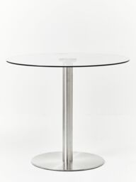 Orsina Minimalist Design Round Silver Finish Dining Table, Metropolitan Small Dining Table, Sturdy Kitchen Table - thumbnail 1