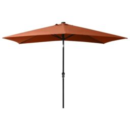Berkfield Home Parasol with LEDs & Steel Pole Terracotta 2x3 m in Brown - thumbnail 3