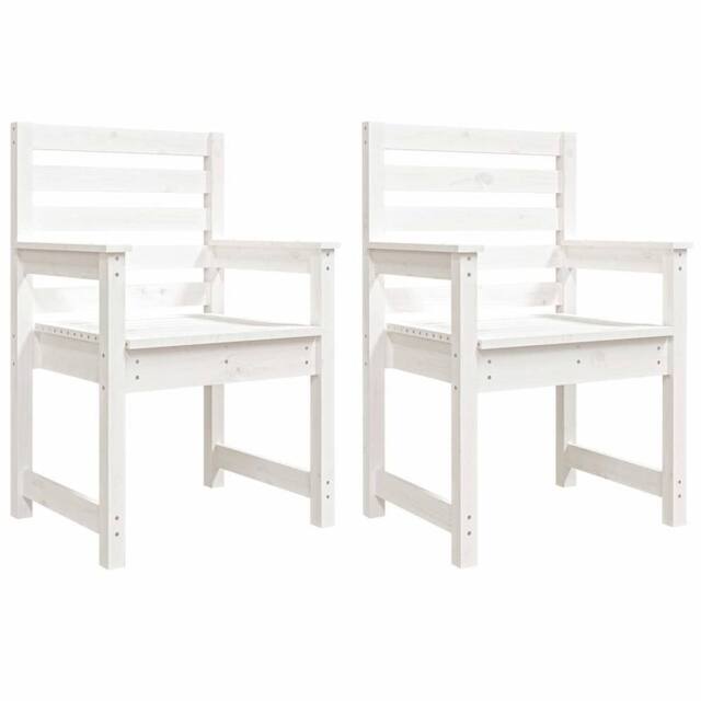 Berkfield Home Garden Chairs 2 pcs White 60x48x91 cm Solid Wood Pine - Size: 60 x 48 x 91 cm - image 1
