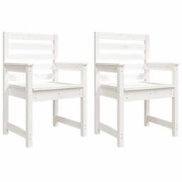 Berkfield Home Garden Chairs 2 pcs White 60x48x91 cm Solid Wood Pine - Size: 60 x 48 x 91 cm - thumbnail 1