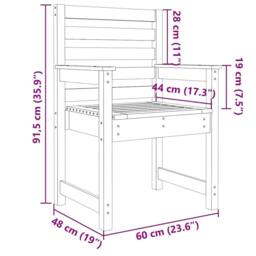 Berkfield Home Garden Chairs 2 pcs White 60x48x91 cm Solid Wood Pine - Size: 60 x 48 x 91 cm - thumbnail 8