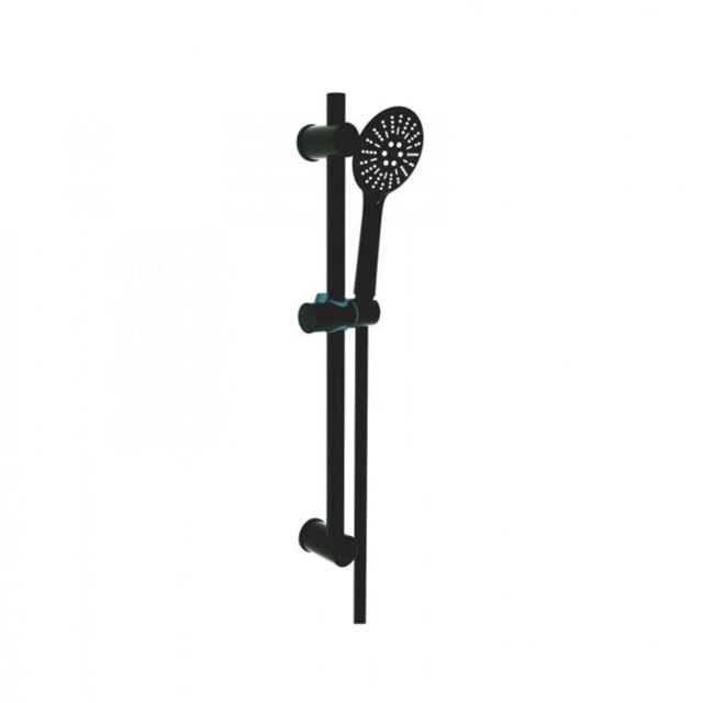 Clifton Shower Round Slide Rail Kit Black with Shower Head Hose & Fixings - image 1