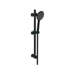 Clifton Shower Round Slide Rail Kit Black with Shower Head Hose & Fixings - thumbnail 1