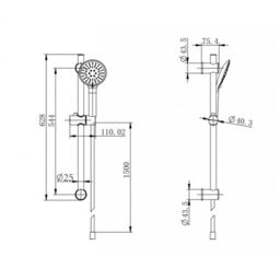 Clifton Shower Round Slide Rail Kit Black with Shower Head Hose & Fixings - thumbnail 2