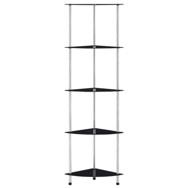 Berkfield Home 5-Tier Shelf Black 30x30x130 cm Tempered Glass - Size: 30 x 30 x 130 cm - image 1