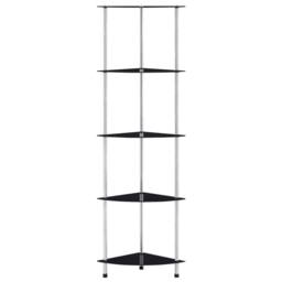 Berkfield Home 5-Tier Shelf Black 30x30x130 cm Tempered Glass - Size: 30 x 30 x 130 cm