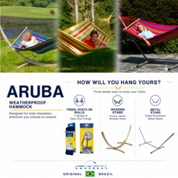 Amazonas Aruba Juniper Garden Spreader Bar Hammock - Weather Resistant EllTex - 180kg in Blue - Size: A - thumbnail 7