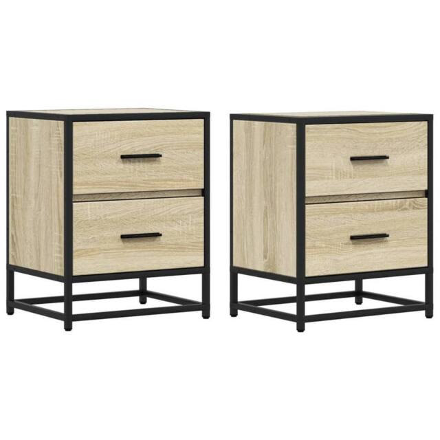 Berkfield Home Bedside Cabinets 2 pcs Sonoma Oak 40x31x50 cm Engineered Wood in Light Tan - Size: 40 x 31 x 50 cm - image 1