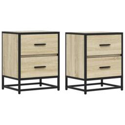 Berkfield Home Bedside Cabinets 2 pcs Sonoma Oak 40x31x50 cm Engineered Wood in Light Tan - Size: 40 x 31 x 50 cm - thumbnail 1