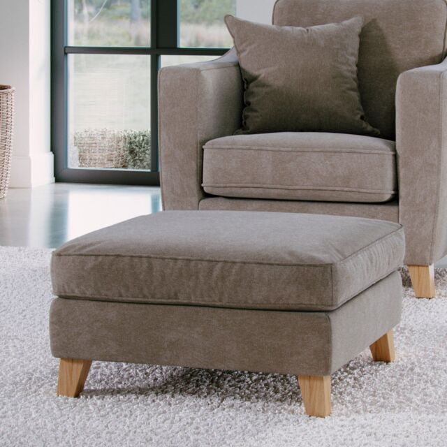 The Great Sofa Company Jackson Chenille Footstool in Light Brown - image 1