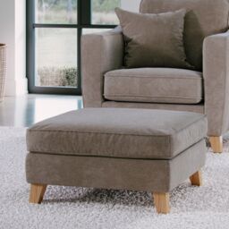 The Great Sofa Company Jackson Chenille Footstool in Light Brown - thumbnail 1