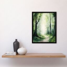 Artery8 Sage Green Springtime By Kath Raymond Forest Trees Soft & Dreamy Watercolour Painting Art Print Framed Poster Wall Decor 12x16 inch - thumbnail 4