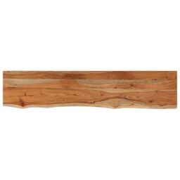 Berkfield Home Wall Shelf 120x20x3.8 cm Rectangular Solid Wood Acacia Live Edge in Brown - thumbnail 2