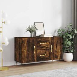 Berkfield Home Sideboard Smoked Oak 100x36x60 cm Engineered Wood in Brown - Size: 100 x 36 x 60 cm