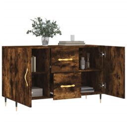 Berkfield Home Sideboard Smoked Oak 100x36x60 cm Engineered Wood in Brown - Size: 100 x 36 x 60 cm - thumbnail 4