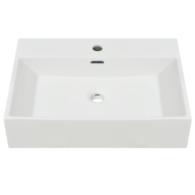 Berkfield Home Elegant Basin with Faucet Hole Ceramic White 60.5x42.5x14.5 cm - image 1