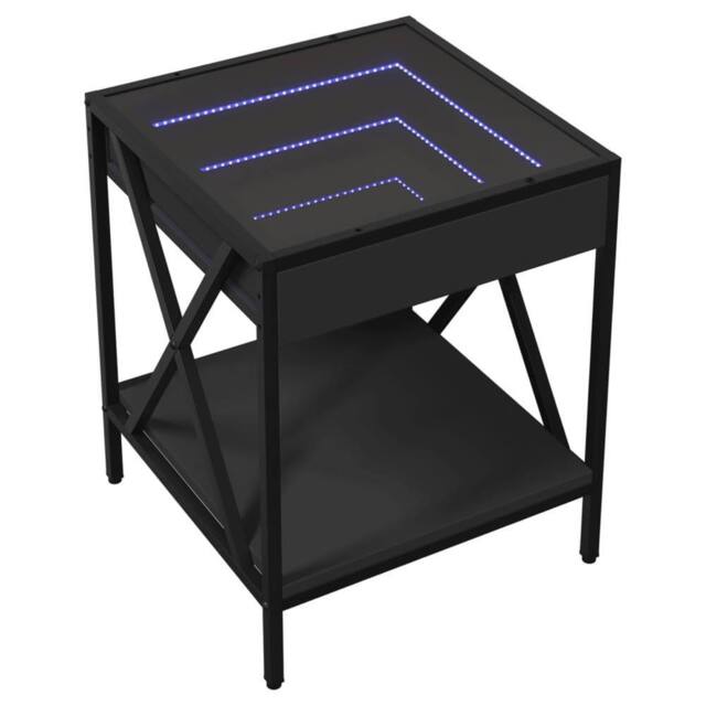 Berkfield Home Decorative Coffee Table with Infinity LED Black 40x40x49 cm - Size: 40 x 40 x 49 cm - image 1