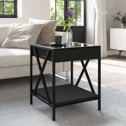 Berkfield Home Decorative Coffee Table with Infinity LED Black 40x40x49 cm - Size: 40 x 40 x 49 cm - thumbnail 4