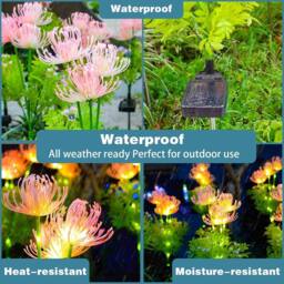 Garwarm Solar Garden Lights, Flowers Lights with Glowing Flowers & Stems - thumbnail 4
