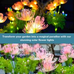Garwarm Solar Garden Lights, Flowers Lights with Glowing Flowers & Stems - thumbnail 6