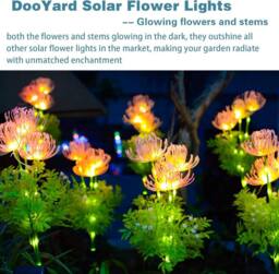 Garwarm Solar Garden Lights, Flowers Lights with Glowing Flowers & Stems - thumbnail 3