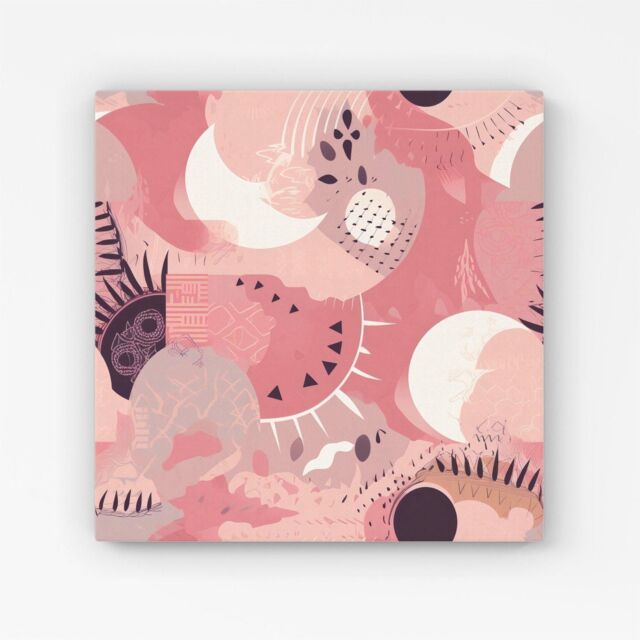 Warren Reed - Designer Abstract Pink White Canvas - Size: w10 inch x h10 inch - image 1