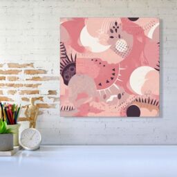 Warren Reed - Designer Abstract Pink White Canvas - Size: w10 inch x h10 inch - thumbnail 2