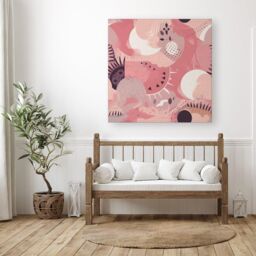 Warren Reed - Designer Abstract Pink White Canvas - Size: w10 inch x h10 inch - thumbnail 3
