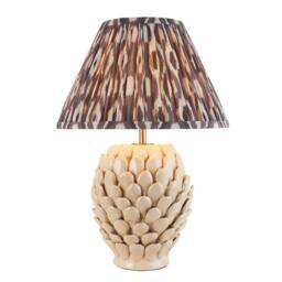Netlighting Layered Leaf Ivory Table Lamp Grey Fabric Ikat Shade 30cm B22 - thumbnail 1