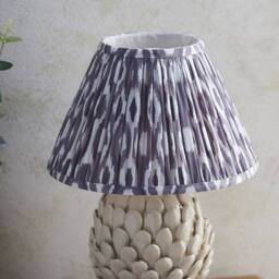 Netlighting Layered Leaf Ivory Table Lamp Grey Fabric Ikat Shade 30cm B22 - thumbnail 3