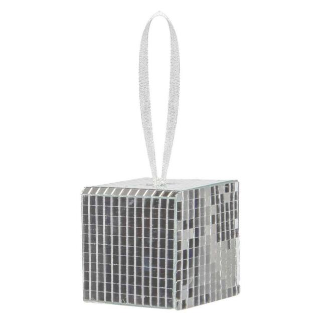 VFM e-Store Christmas Gift Box Hanging Decoration 6cm x 6cm Silver X 1 - Size: 6 cm x 6 cm - image 1