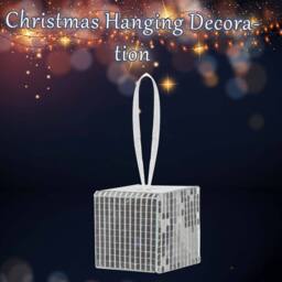 VFM e-Store Christmas Gift Box Hanging Decoration 6cm x 6cm Silver X 1 - Size: 6 cm x 6 cm - thumbnail 3