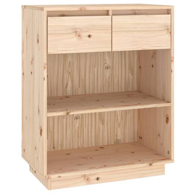 Berkfield Home Console Cabinet 60x34x75 cm Solid Wood Pine in Light Brown - Size: 60 x 34 x 75 cm - image 1