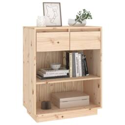 Berkfield Home Console Cabinet 60x34x75 cm Solid Wood Pine in Light Brown - Size: 60 x 34 x 75 cm - thumbnail 4