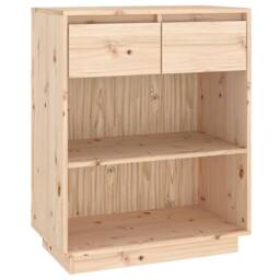 Berkfield Home Console Cabinet 60x34x75 cm Solid Wood Pine in Light Brown - Size: 60 x 34 x 75 cm - thumbnail 1