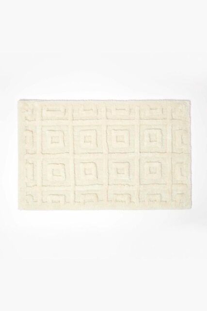 Homescapes 100% Cotton Tufted Tile Bath Mat in Beige - image 1