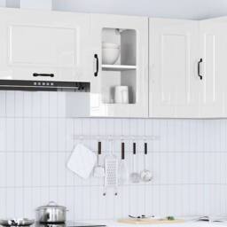 Berkfield Home Kitchen Wall Cabinet with Glass Door Lucca Concrete Grey Wood in White - thumbnail 2