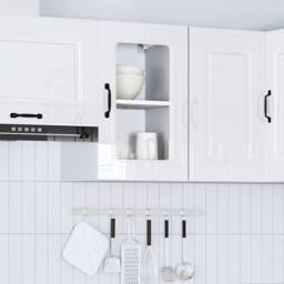Berkfield Home Kitchen Wall Cabinet with Glass Door Lucca Concrete Grey Wood in White - thumbnail 4