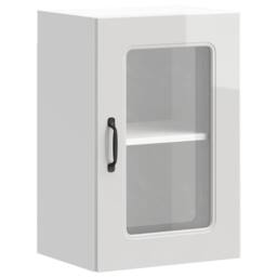 Berkfield Home Kitchen Wall Cabinet with Glass Door Lucca Concrete Grey Wood in White