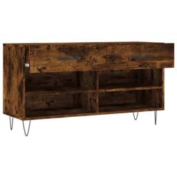 Berkfield Home Shoe Bench Smoked Oak 102x35x55 cm Engineered Wood in Brown - Size: 102 x 35 x 55 cm - thumbnail 5
